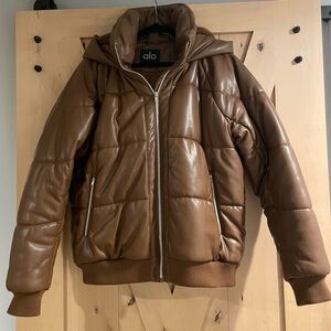 ALO Yoga Faux Leather Brown Jacket